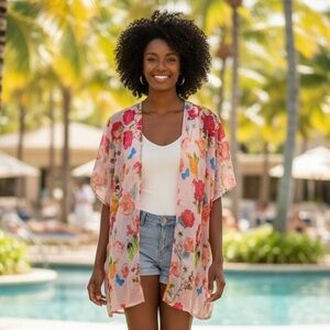 Ooh La La Floral Kimono Top - Pink Floral and Butterflies 🦋